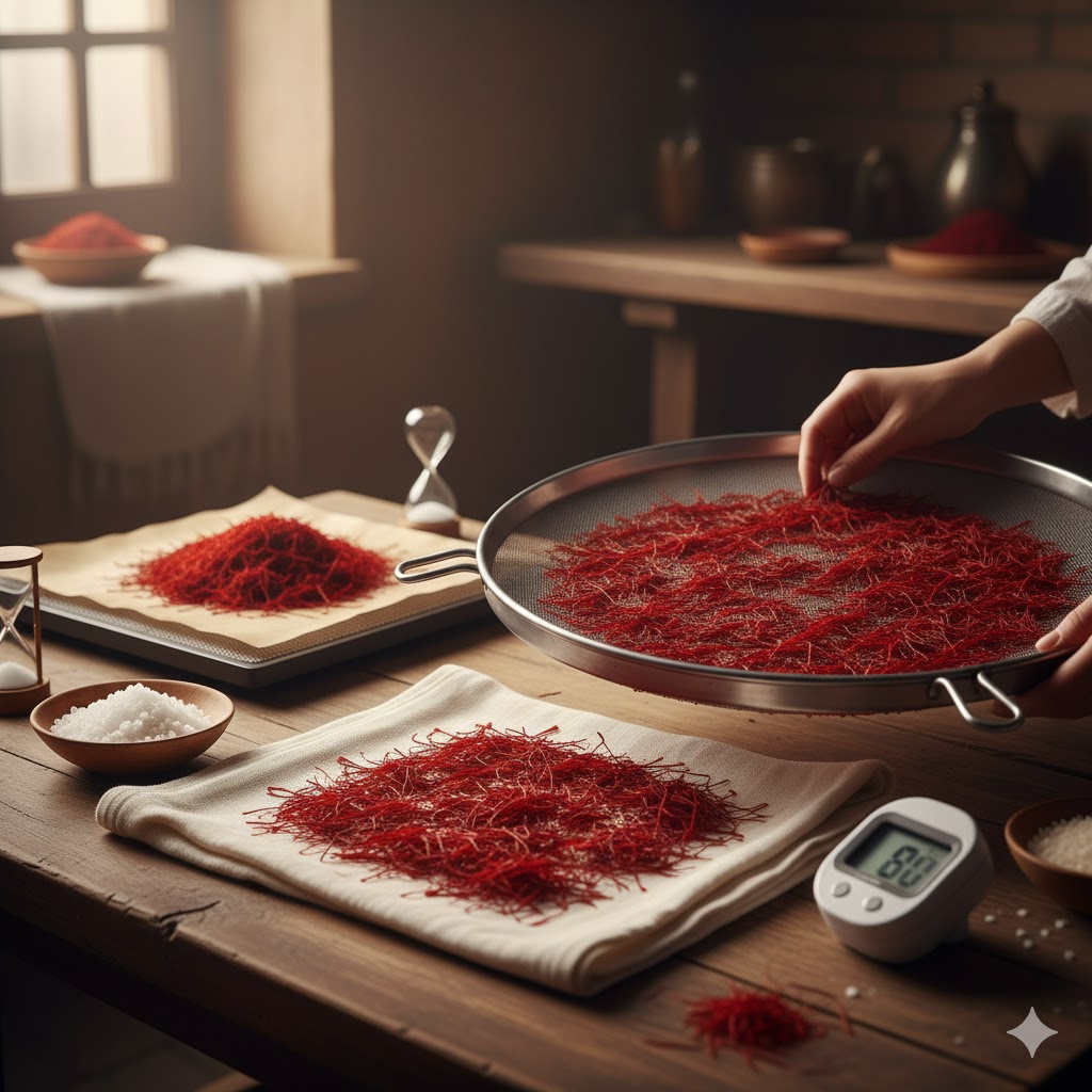 چگونه زعفران نم کشیده را خشک کنیم؟
