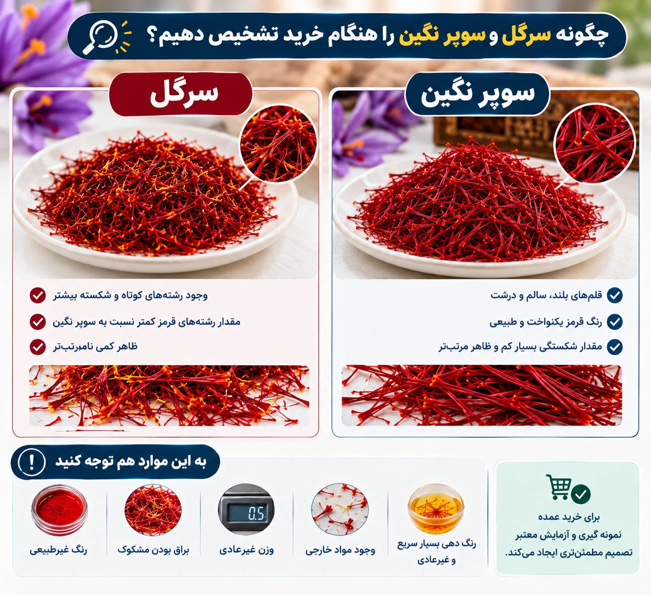 چگونه سرگل و سوپر نگین را هنگام خرید تشخیص دهیم؟